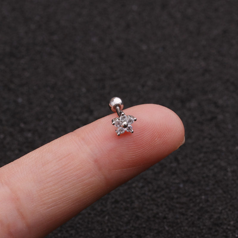 Micro-inlaid zircon ear bone nails