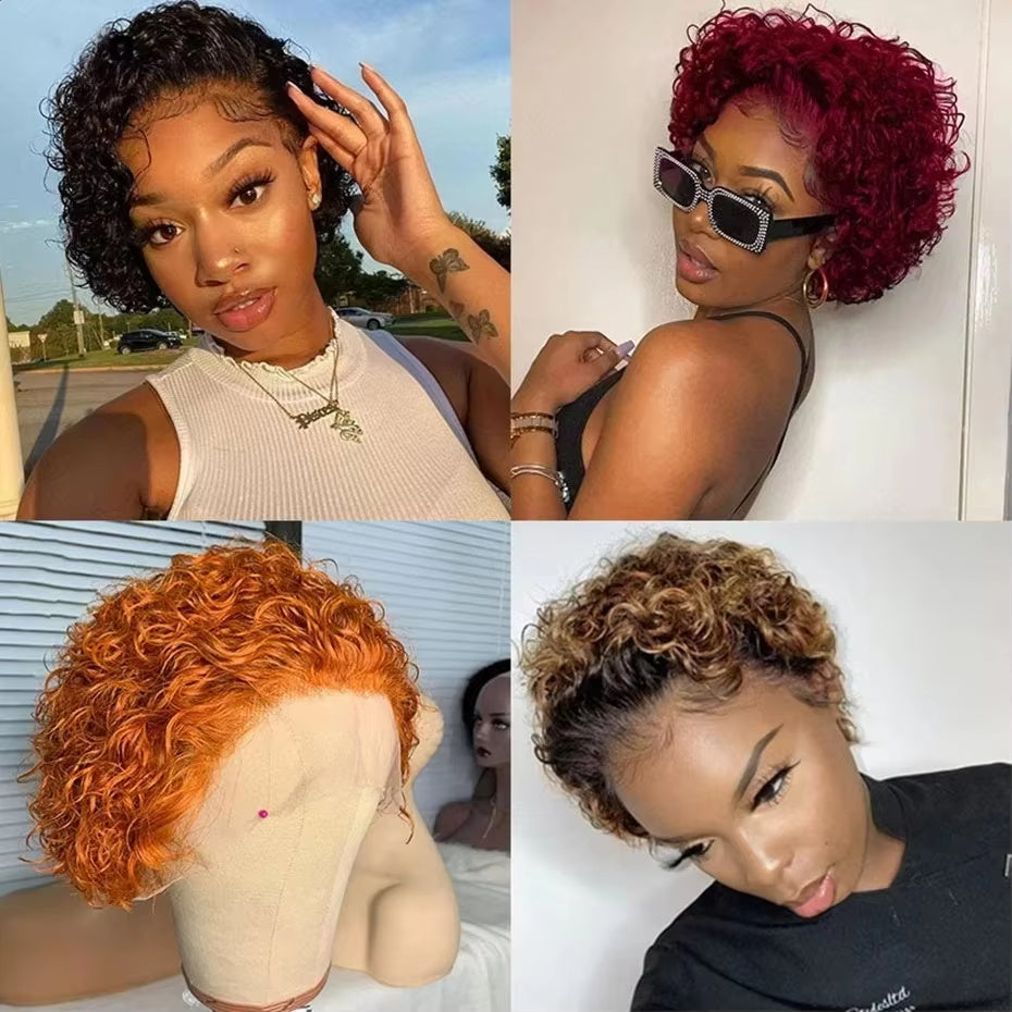 Pixie Wigs For Woman 13x1 Human Hair