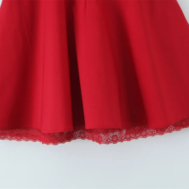Women's Lace Puff Short Sleeve Dress