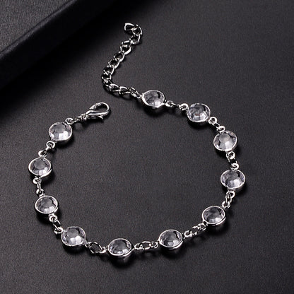 Popular Three-Layer Fish Bone Crystal Anklet