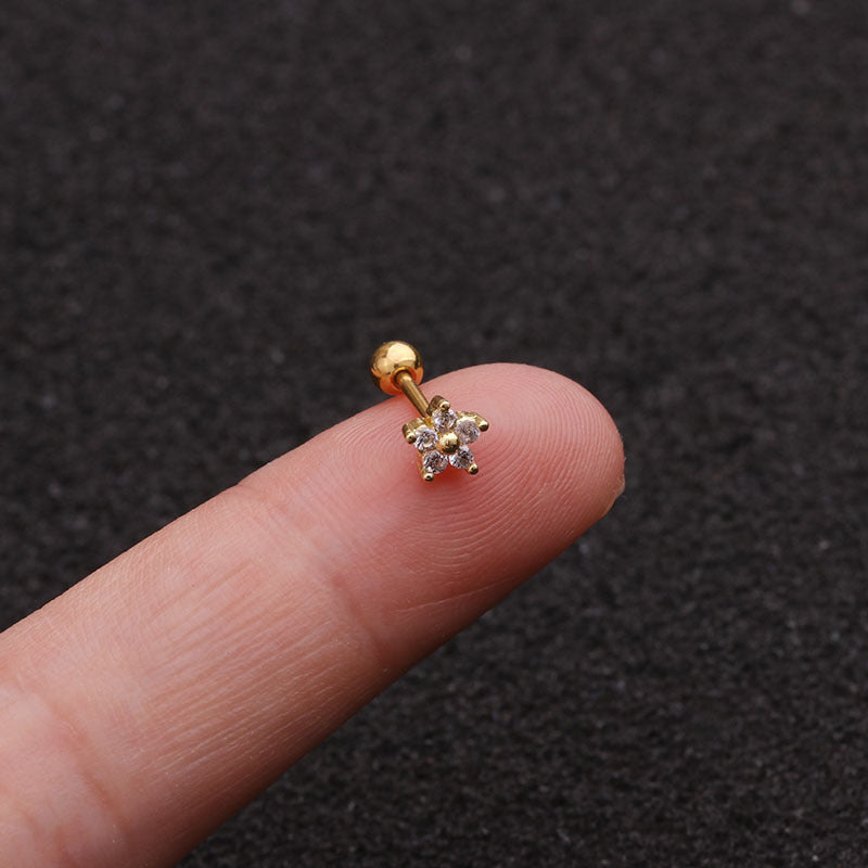 Micro-inlaid zircon ear bone nails