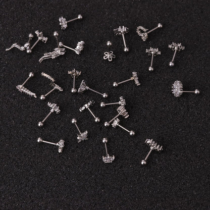Micro-inlaid zircon ear bone nails