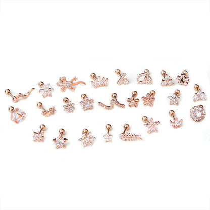Micro-inlaid zircon ear bone nails