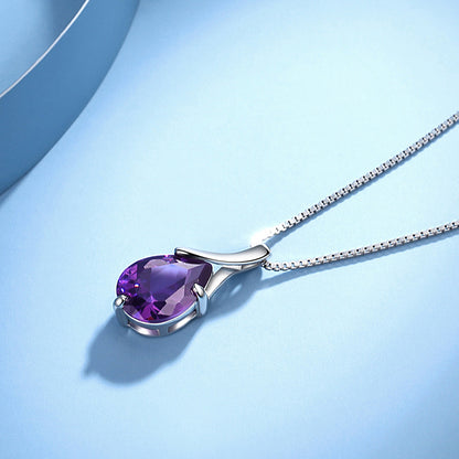 Sterling Silver S925 Pendant Vintage Amethyst Elegant Women's Jewellery
