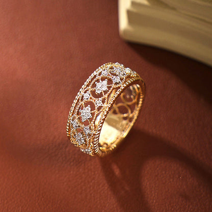 Carved Gold Vintage Court Style Hollow Pattern Ring