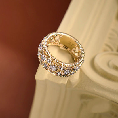 Carved Gold Vintage Court Style Hollow Pattern Ring