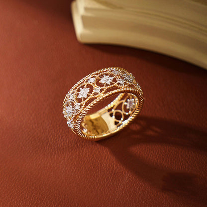 Carved Gold Vintage Court Style Hollow Pattern Ring